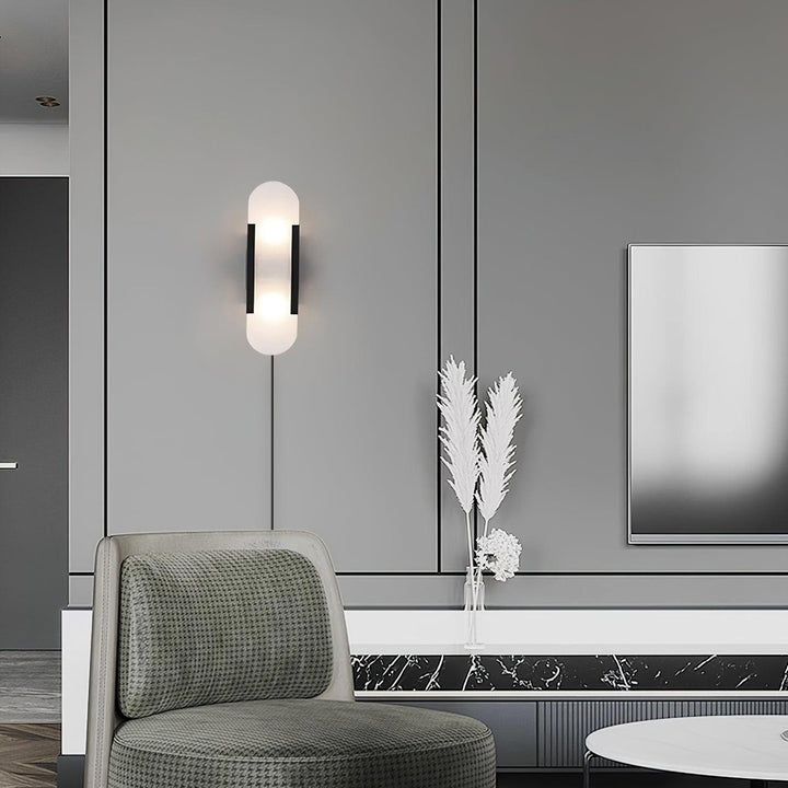 Oblong Alabaster Plug-in Wall Sconce