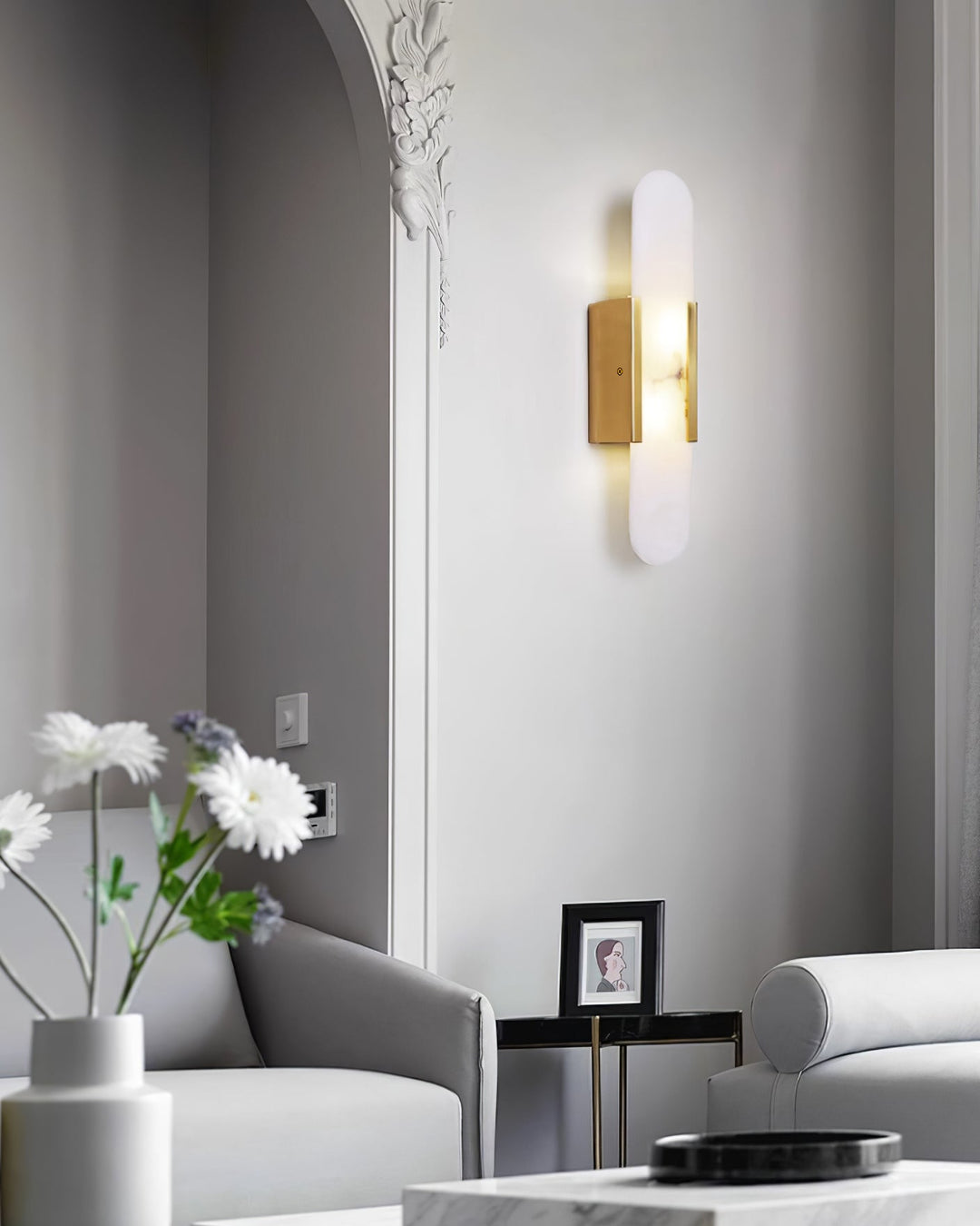 Oblong Alabaster Wall Sconce