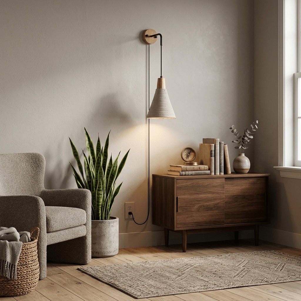 Microcement Plug-in Wall Lamp