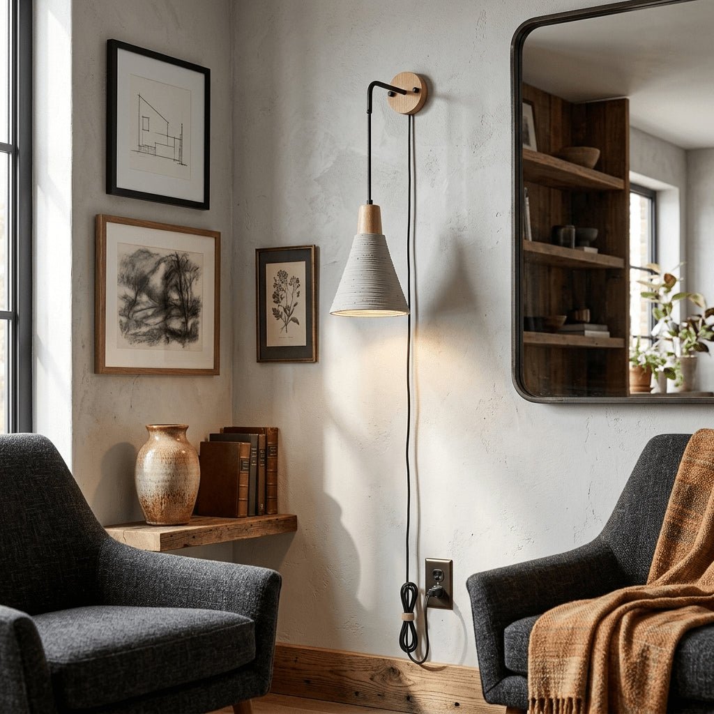 Microcement Plug-in Wall Lamp