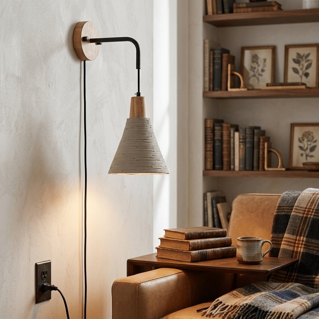 Microcement Plug-in Wall Lamp