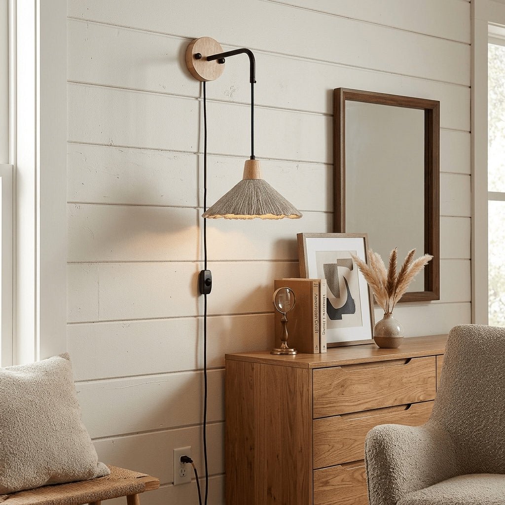 Microcement Plug-in Wall Lamp