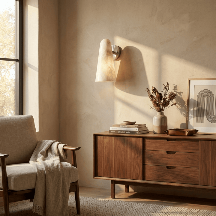 Mira Solo Alabaster Cone Wall Sconce