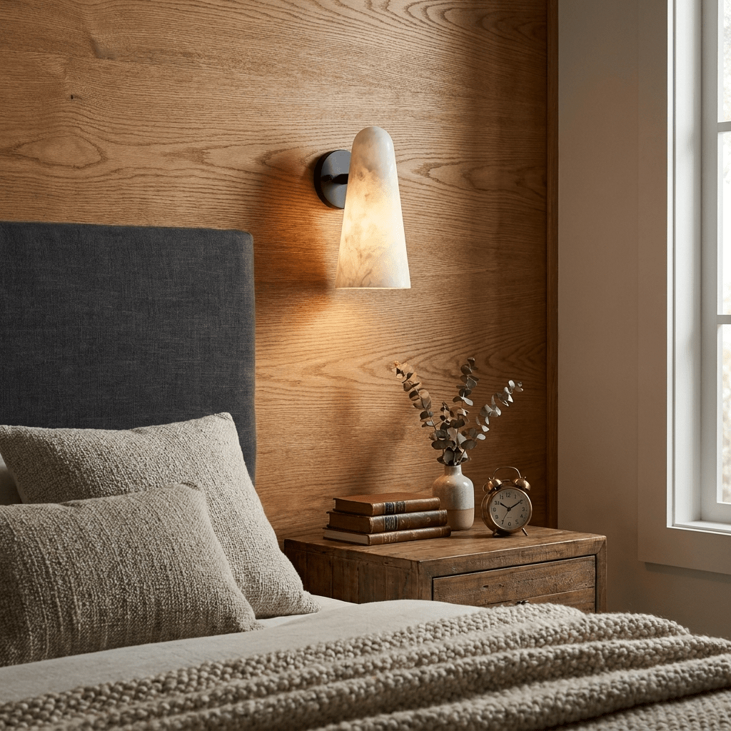 Mira Solo Alabaster Cone Wall Sconce