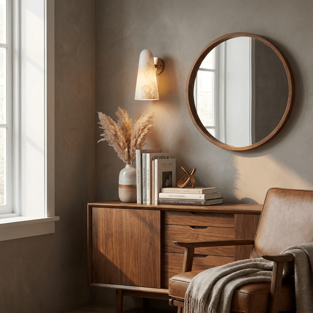 Mira Solo Alabaster Cone Wall Sconce