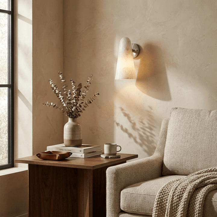 Mira Solo Alabaster Cone Wall Sconce