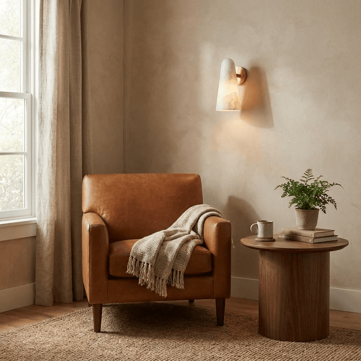 Mira Solo Alabaster Cone Wall Sconce