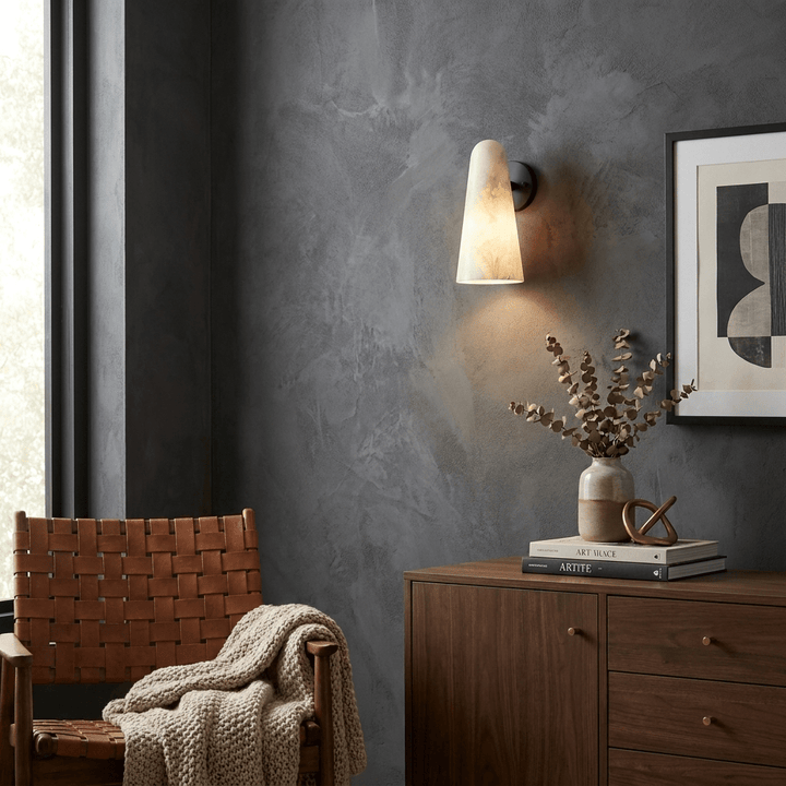 Mira Solo Alabaster Cone Wall Sconce