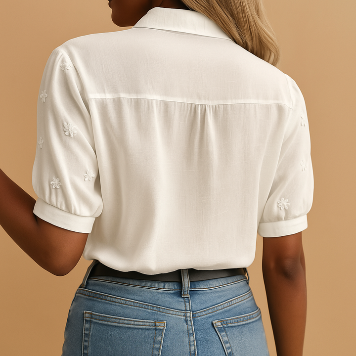 STIJLVOLLE GEBORDUURDE BLOUSE VOOR VROUWEN