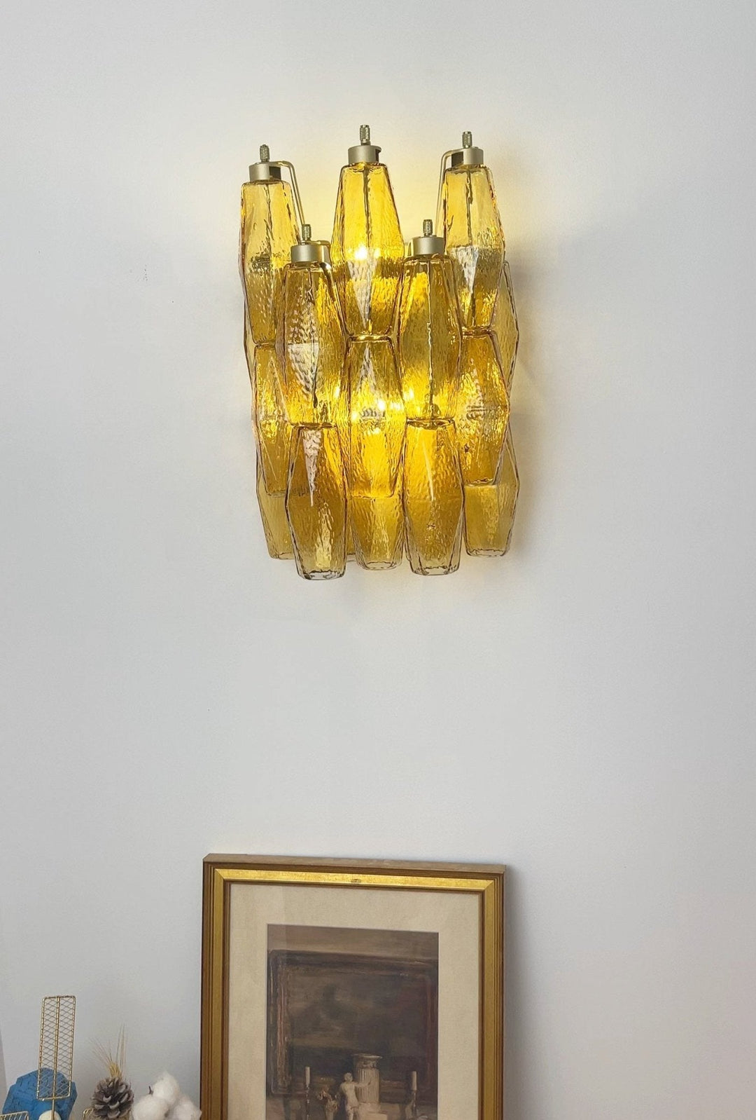 Rhombus Amber Glass Wall Lamp