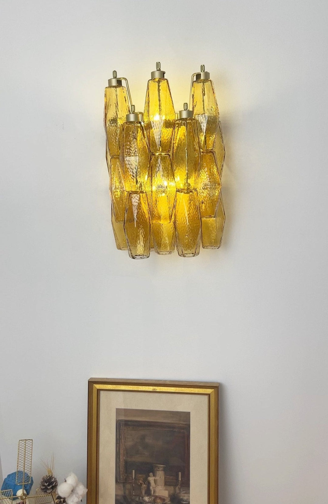 Rhombus Amber Glass Wall Lamp