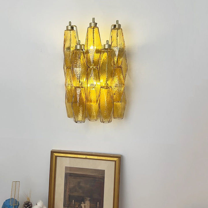 Rhombus Amber Glass Wall Lamp