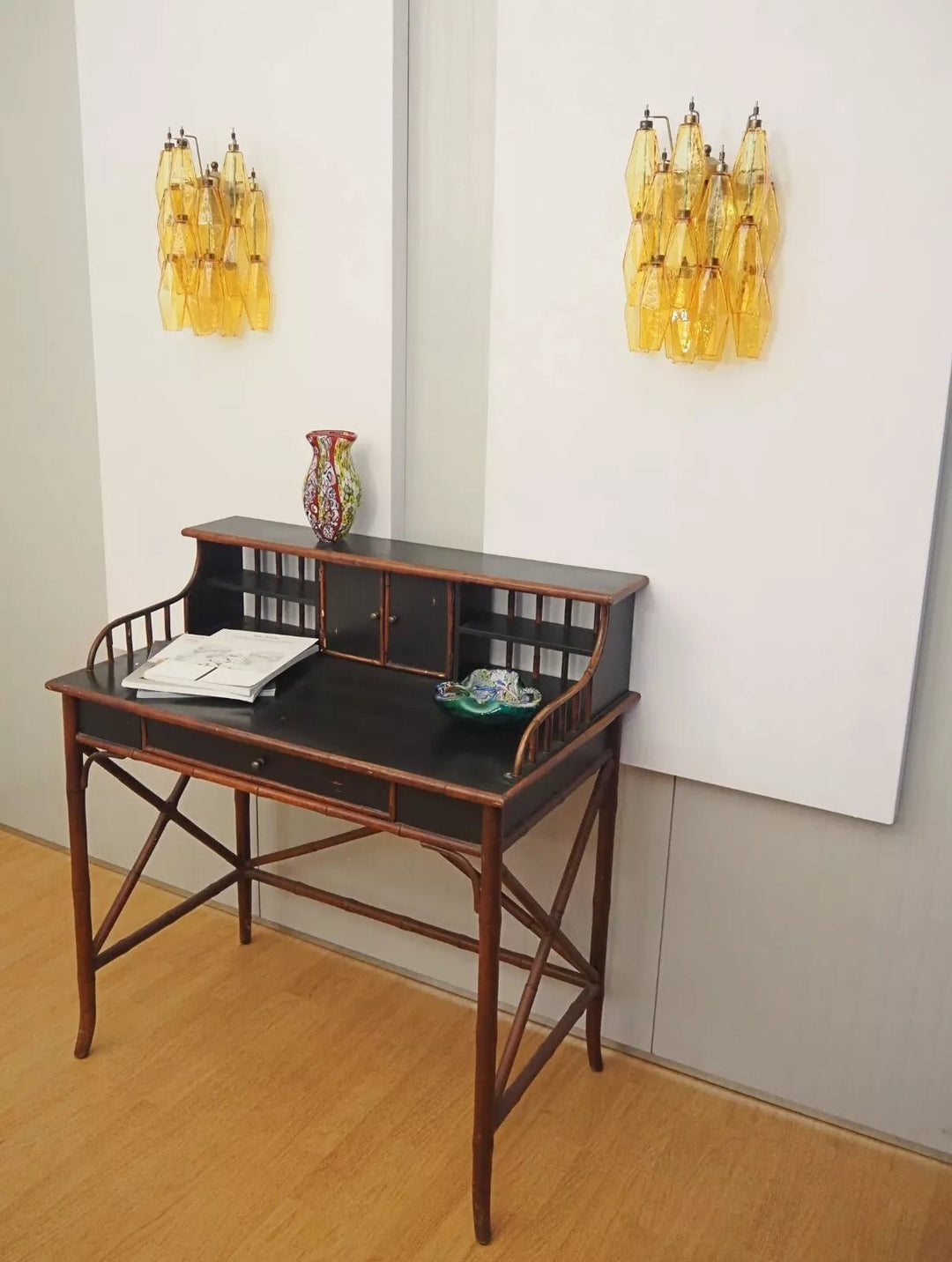 Rhombus Amber Glass Wall Lamp
