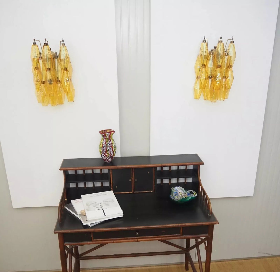 Rhombus Amber Glass Wall Lamp