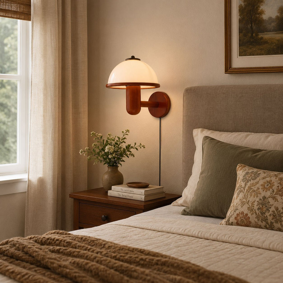 Mushroom Wood Wall Lamp