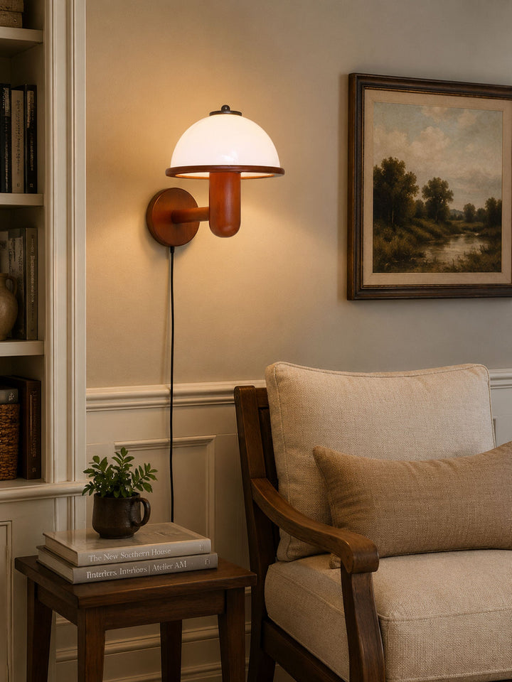 Mushroom Wood Wall Lamp