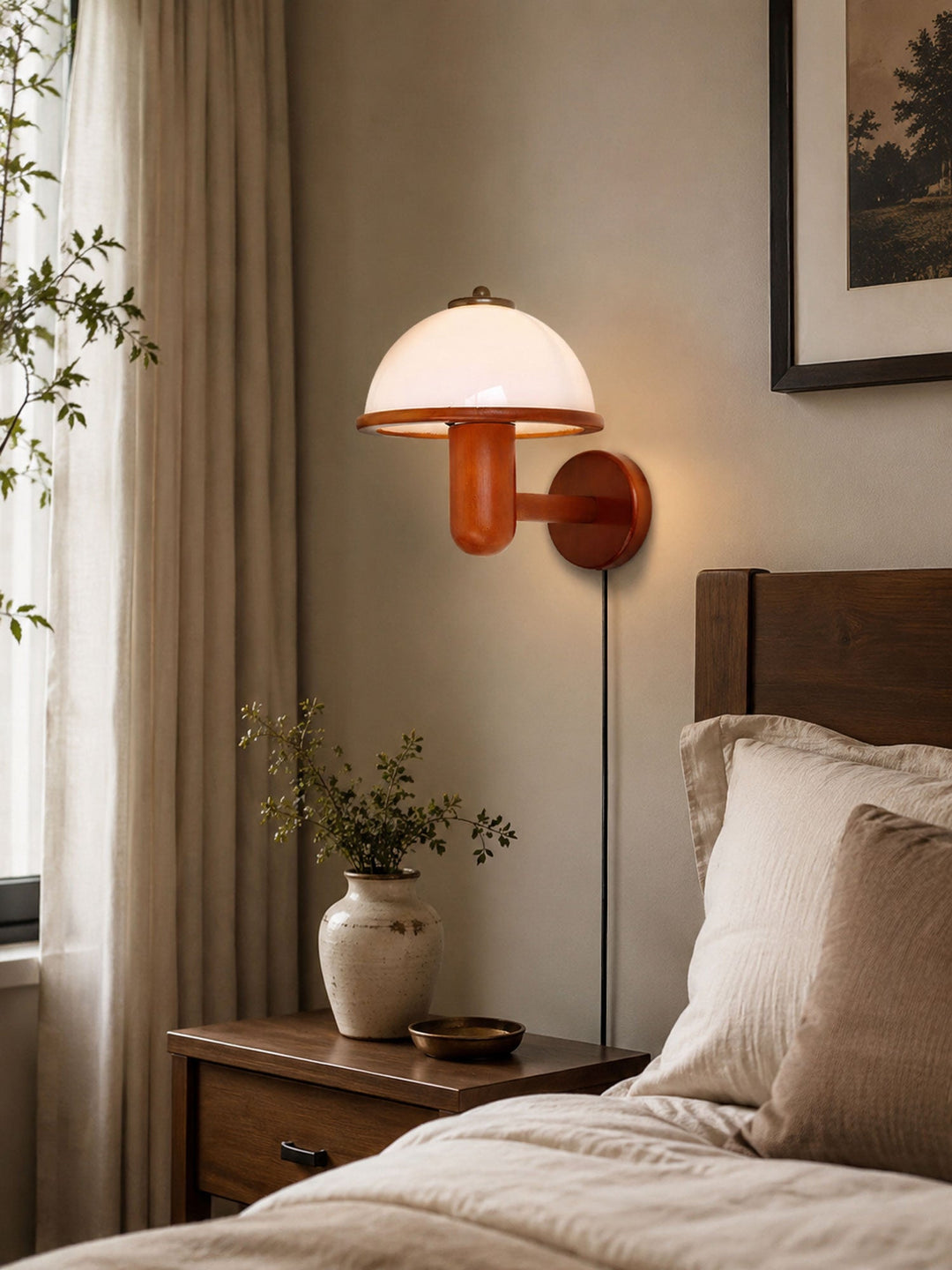 Mushroom Wood Wall Lamp