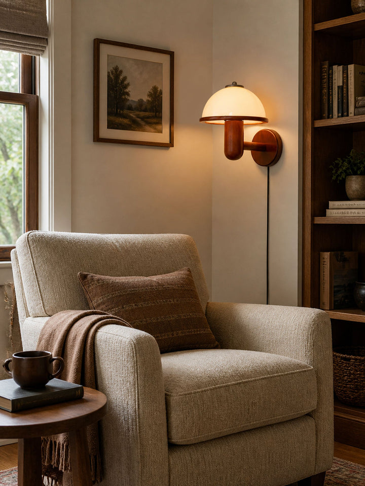 Mushroom Wood Wall Lamp