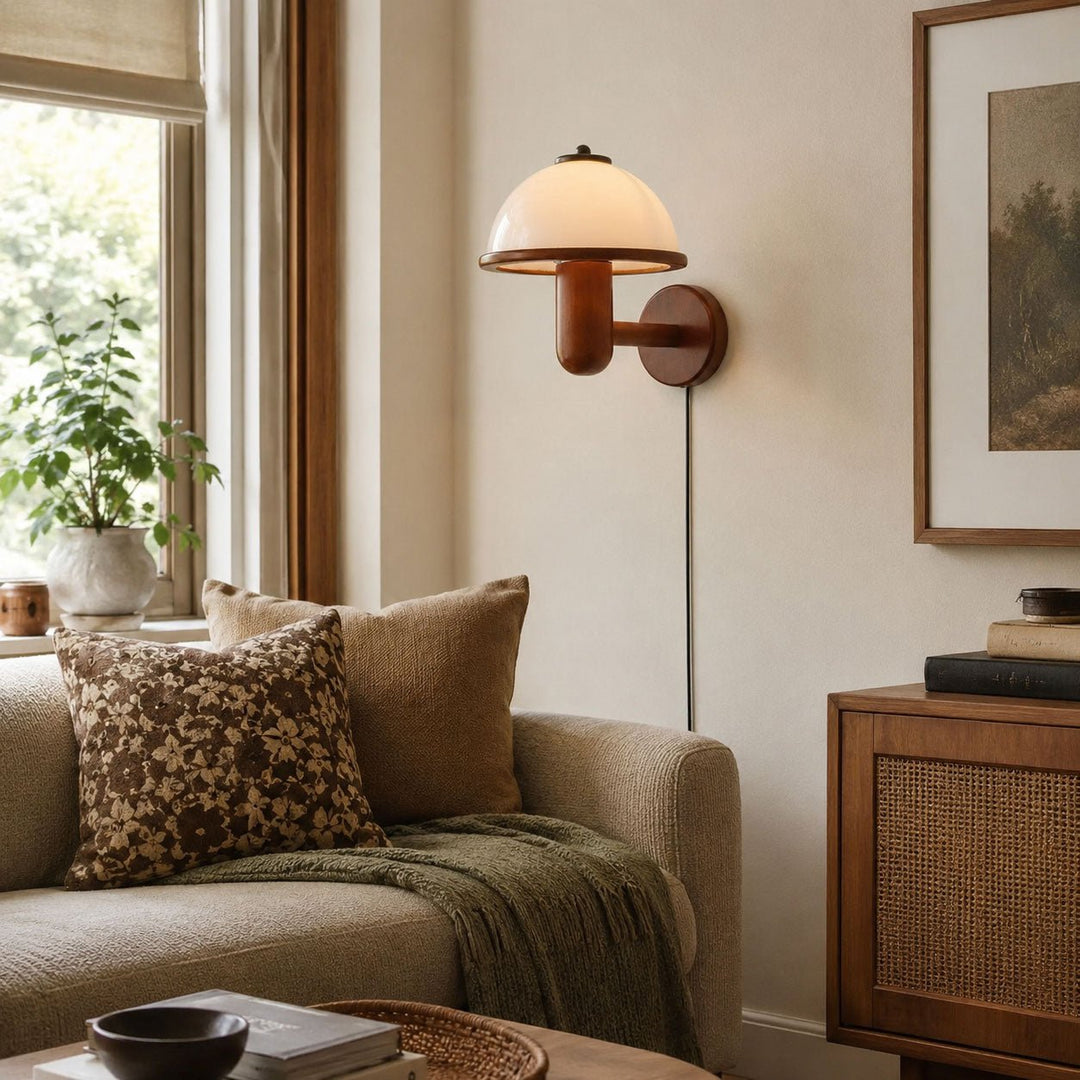 Mushroom Wood Wall Lamp