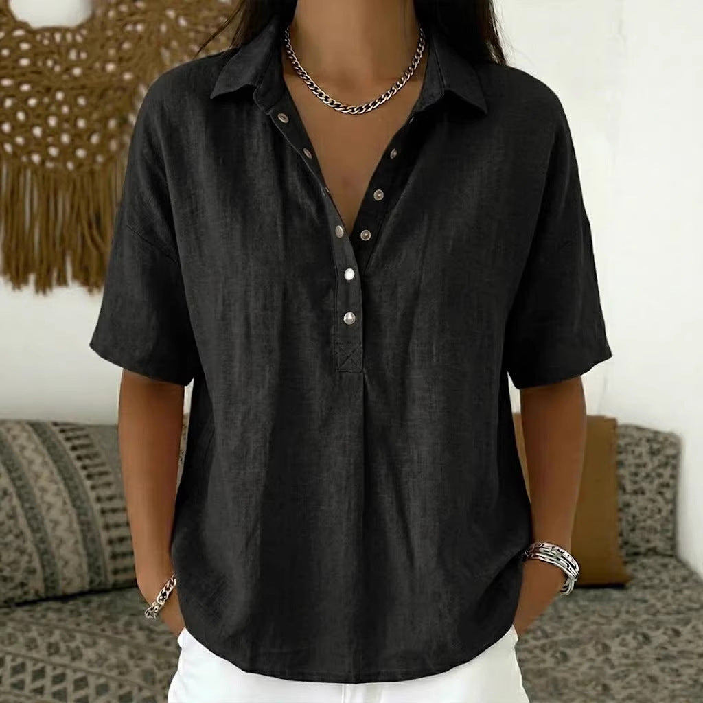 KLASSIEKE BLOUSE MET V-HALS VOOR VROUWEN