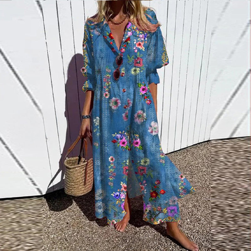 MINIMALISTISCHE VLOEIENDE MAXI-JURK VOOR VROUWEN