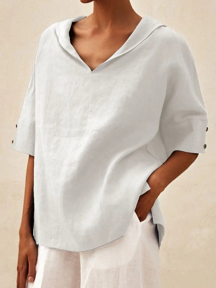 BLOUSE EN LIN MET V-HALS VOOR VROUWEN