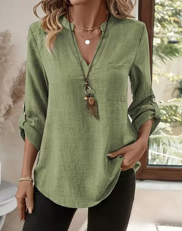 CHIQUE ELKE DAG BLOUSE MET V-HALS 3/4 MOUWEN VOOR VROUWEN