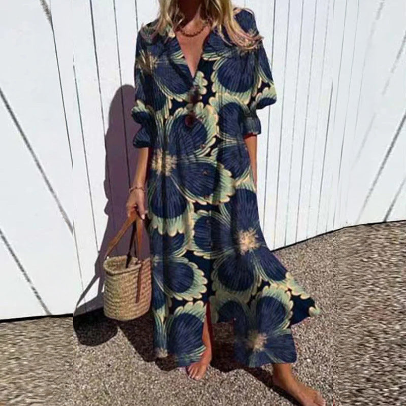 MINIMALISTISCHE VLOEIENDE MAXI-JURK VOOR VROUWEN