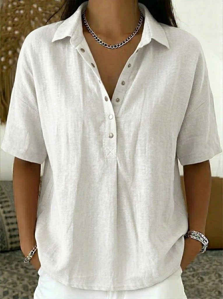 BLOUSE MET V-HALS EN KNOPEN VOOR VROUWEN