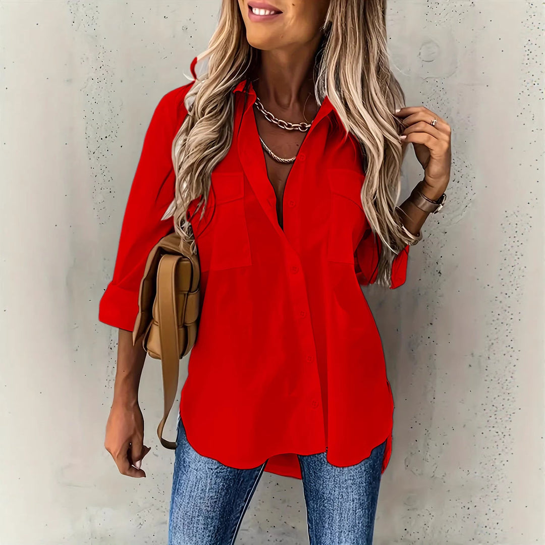 CLASSISCHE FORMELLE BLOUSE MET LANGE MOUWEN VOOR VROUWEN