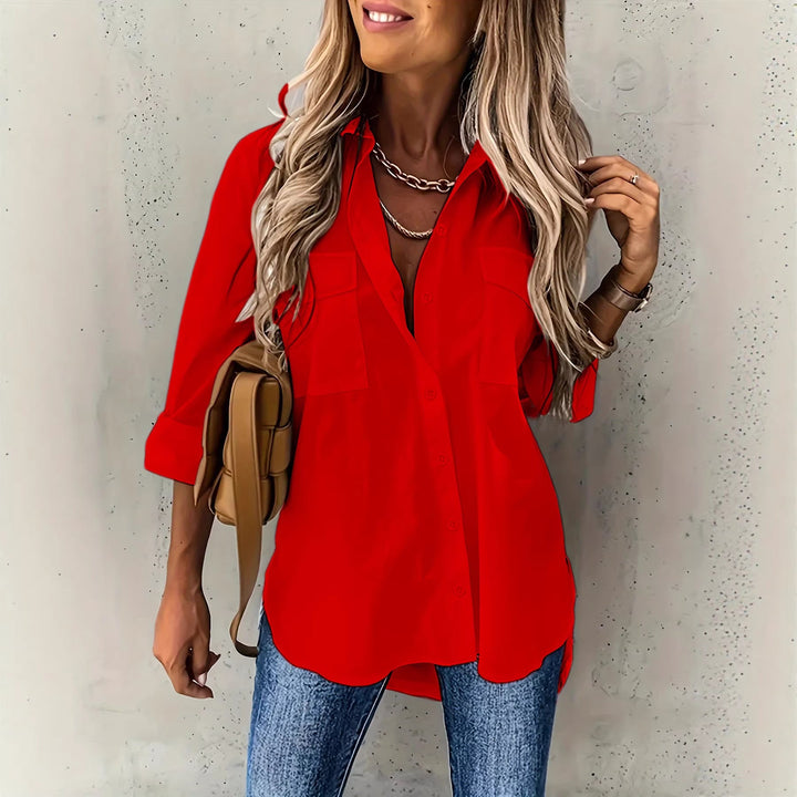 CLASSISCHE FORMELLE BLOUSE MET LANGE MOUWEN VOOR VROUWEN