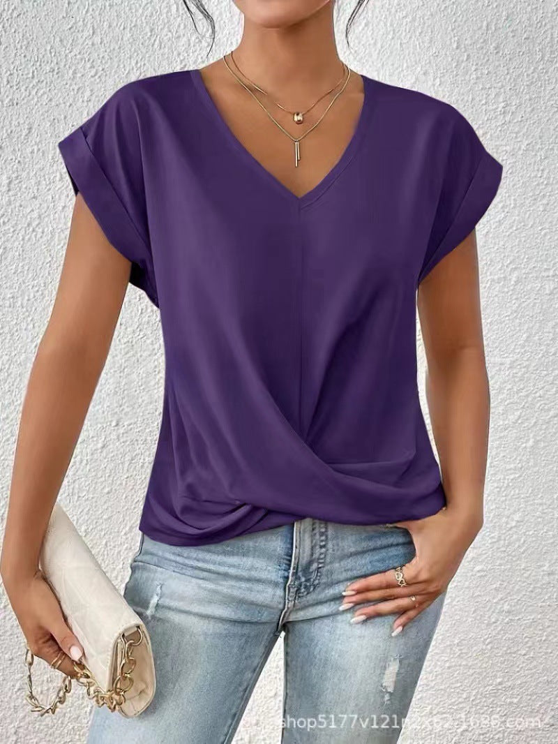 ELEGANTE T-SHIRT MET V-HALS VOOR VROUWEN