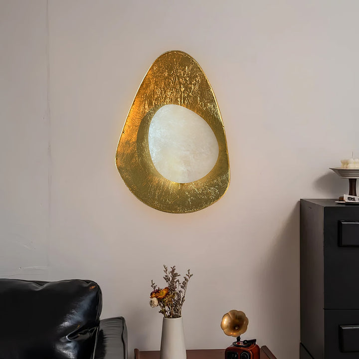 Organic Gilded Pebble Alabaster Sconce
