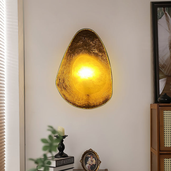 Organic Gilded Pebble Alabaster Sconce