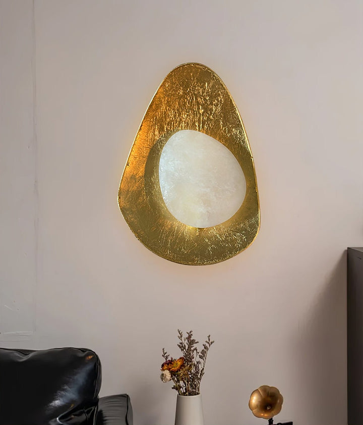 Organic Gilded Pebble Alabaster Sconce