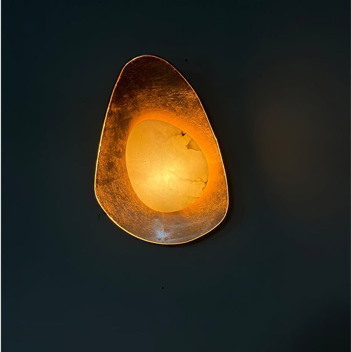 Organic Gilded Pebble Alabaster Sconce