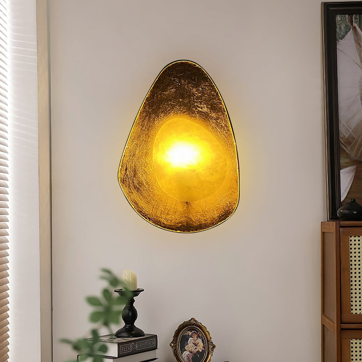 Organic Gilded Pebble Alabaster Sconce