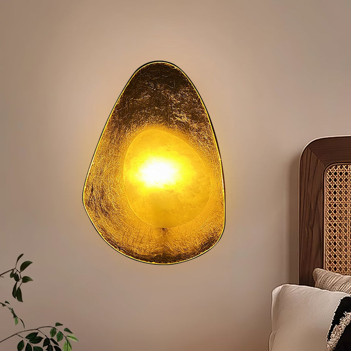 Organic Gilded Pebble Alabaster Sconce