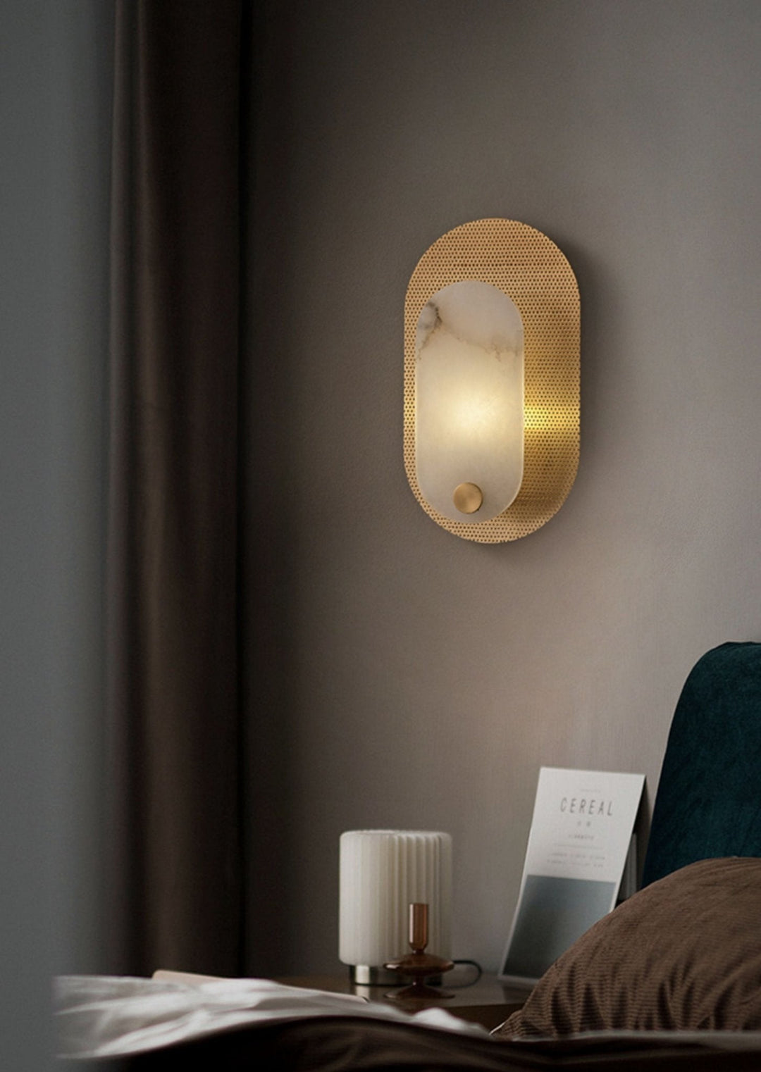 Perforated Oval Alabaster Wall Sconce