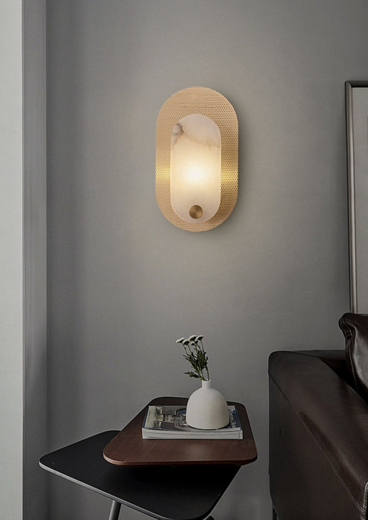 Perforated Oval Alabaster Wall Sconce