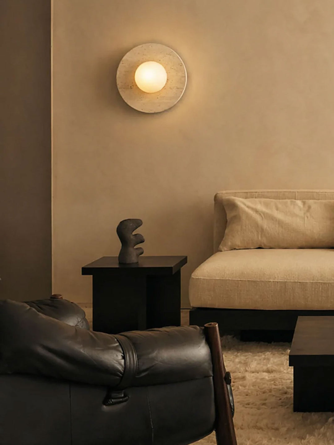 Pietraluna Round Stone Disc Wall Sconce