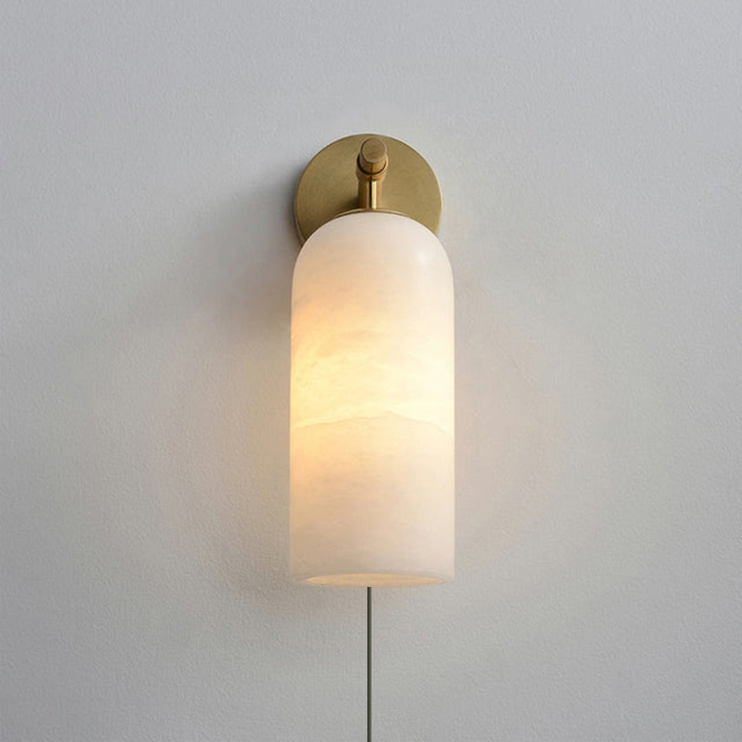 Pillar Alabaster Plug-in Wall Sconce
