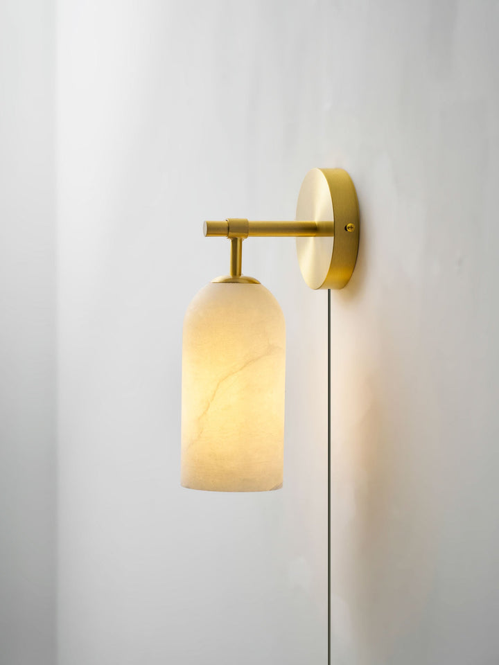 Pillar Alabaster Plug-in Wall Sconce