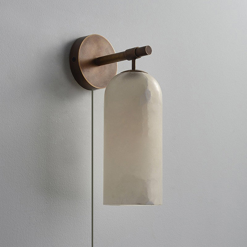 Pillar Alabaster Plug-in Wall Sconce