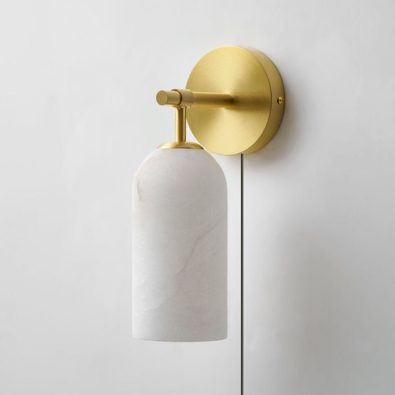 Pillar Alabaster Plug-in Wall Sconce