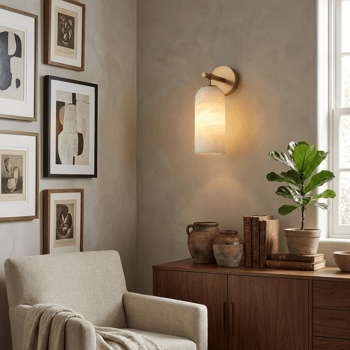 Pillar Alabaster Wall Sconce