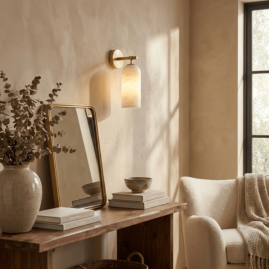 Pillar Alabaster Wall Sconce