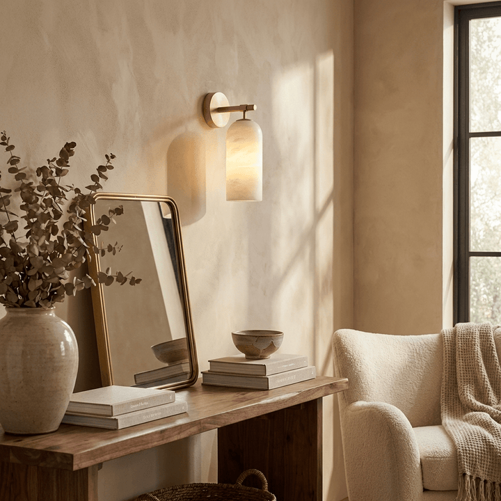 Pillar Alabaster Wall Sconce
