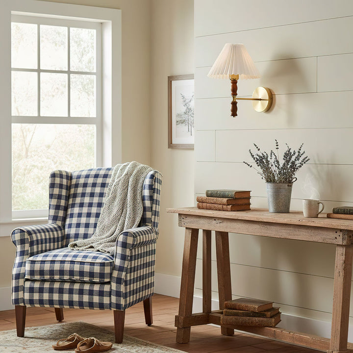 Pleated Walnut Wall Light