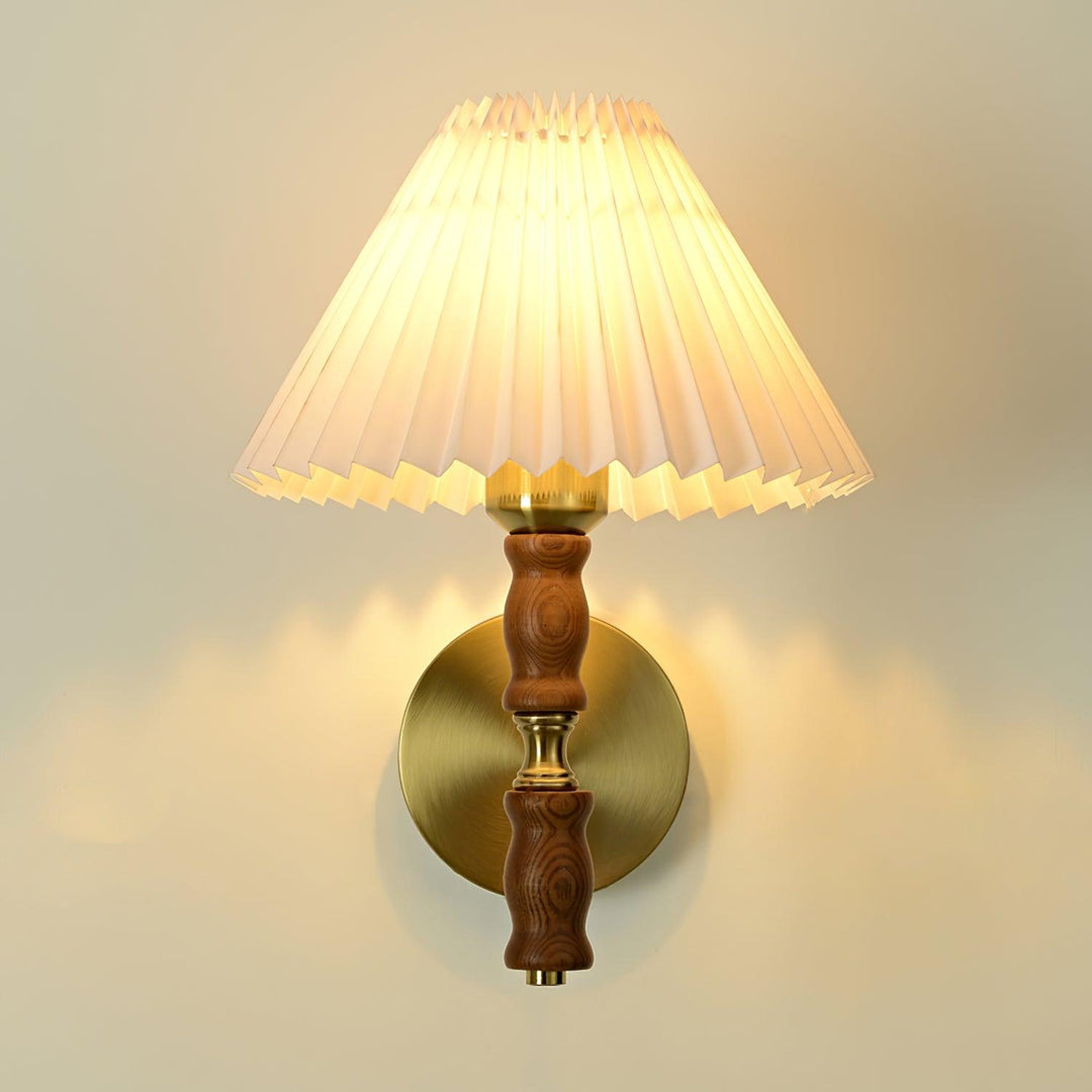 Pleated Walnut Wall Light